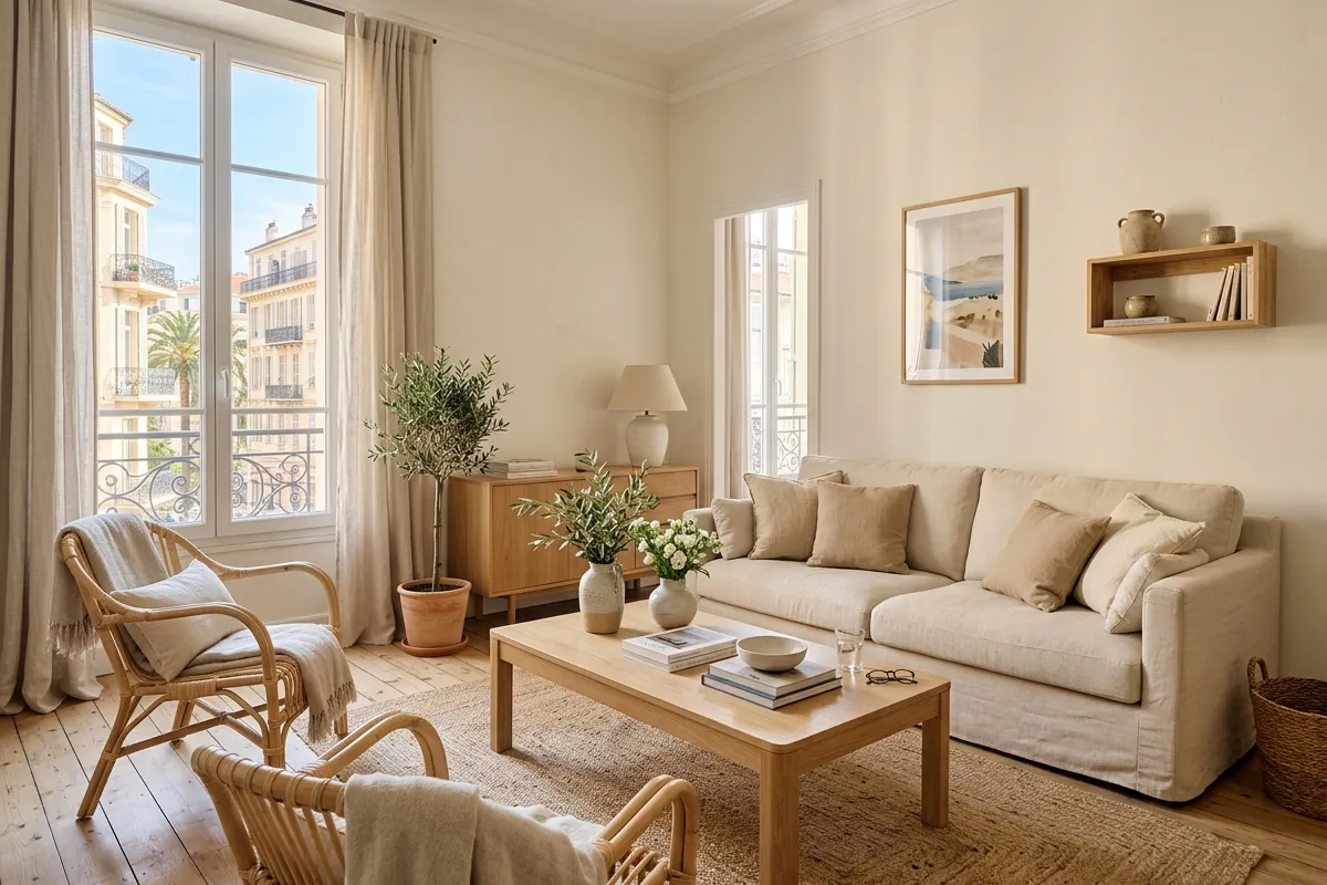 Salon d'un appartement géré par notre conciergerie dans la Charente Salon d'un appartement géré par notre conciergerie dans la Charente
