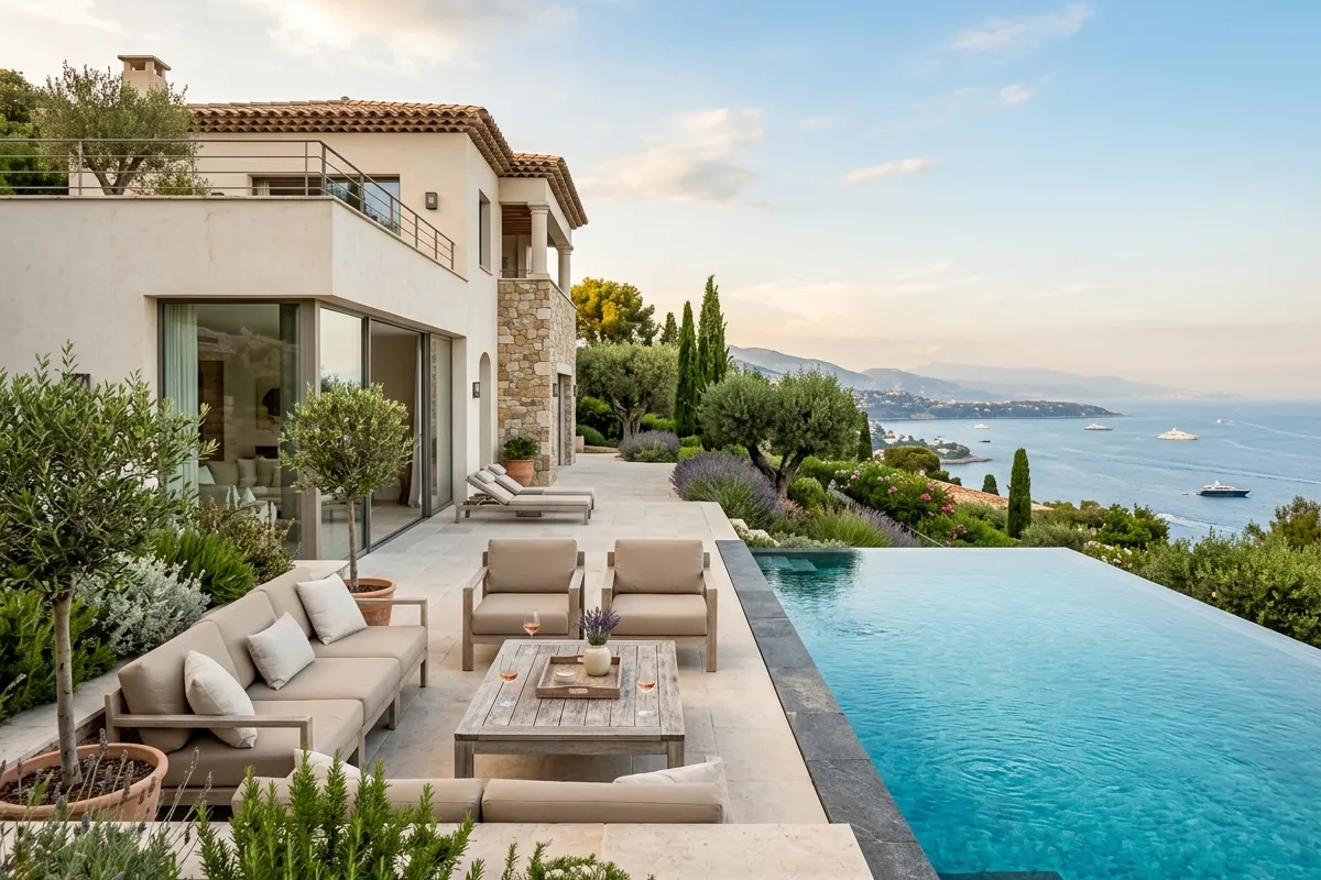 Terrasse et piscine d'une location courte durée à Vendôme